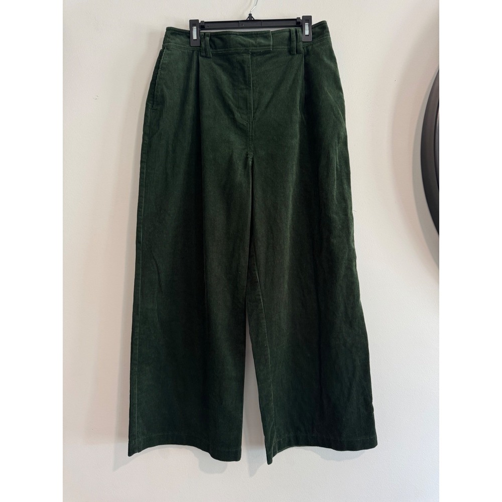 Holiday fall Topshop Corduroy Wide Leg Pants Womens 10 Green High Waisted